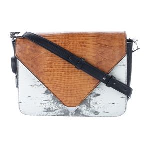 Alexander Wang Embossed Leather Two Tone Animal Print Shoulder Bag